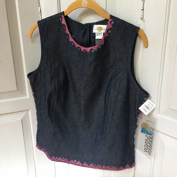 CSandy Starkman Denim Sleeveless Top w/ Embroidery - Picture 8 of 11